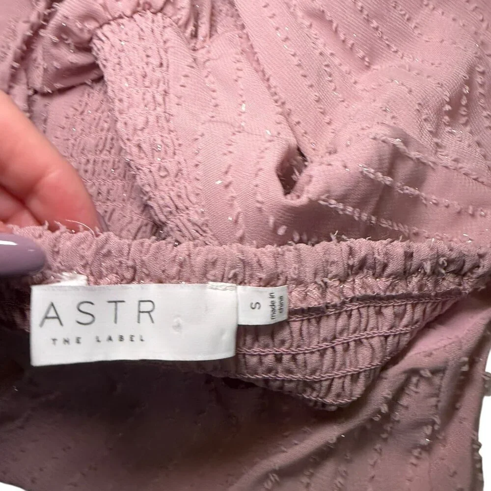 ASTR The Label Lilac Smocked Peplum Top